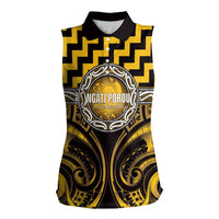 Aotearoa Ngati Porou Personalised Women Sleeveless Polo Shirt Maori Iwi Poutama Puhoro Tattoo
