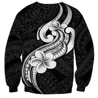 Polynesia Sweatshirt Plumeria With Tribal Pattern Black Vibes LT14 - Polynesian Pride