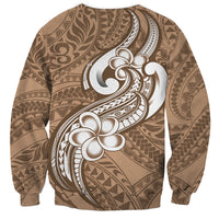 Polynesia Sweatshirt Plumeria With Tribal Pattern Brown Pastel Vibes LT14 - Polynesian Pride