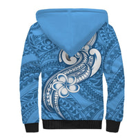 Polynesia Sherpa Hoodie Plumeria With Tribal Pattern Blue Pastel Vibes LT14 - Polynesian Pride
