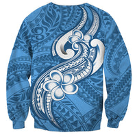 Polynesia Sweatshirt Plumeria With Tribal Pattern Blue Pastel Vibes LT14 - Polynesian Pride