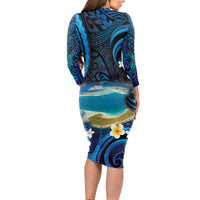 French Polynesia Tetiaroa Atoll Long Sleeve Bodycon Dress Polynesian Curves Style LT14 - Polynesian Pride