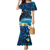 French Polynesia Tetiaroa Atoll Mermaid Dress Polynesian Curves Style LT14 Women Blue - Polynesian Pride