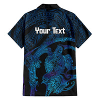 Personalised Tahiti Moorea Atoll Family Matching Off Shoulder Maxi Dress and Hawaiian Shirt Polynesian Sea Turtle