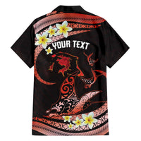 Personalised Tahiti Bora Bora Family Matching Off The Shoulder Long Sleeve Dress and Hawaiian Shirt Manta Rays With Polynesian Plumeria LT14 - Polynesian Pride