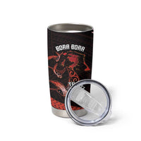 Personalised Tahiti Bora Bora Tumbler Cup Manta Rays With Polynesian Plumeria LT14 - Polynesian Pride