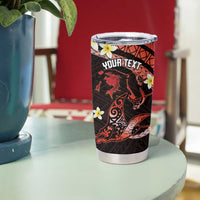 Personalised Tahiti Bora Bora Tumbler Cup Manta Rays With Polynesian Plumeria LT14 - Polynesian Pride