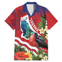 Personalised Kiribati Tarawa Atoll Family Matching Mermaid Dress and Hawaiian Shirt Frigate Bird With Map Tropical Style LT14 Dad's Shirt - Short Sleeve Red - Polynesian Pride