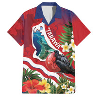 Personalised Kiribati Tarawa Atoll Family Matching Off The Shoulder Long Sleeve Dress and Hawaiian Shirt Frigate Bird With Map Tropical Style LT14 Dad's Shirt - Short Sleeve Red - Polynesian Pride