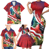 Personalised Kiribati Tarawa Atoll Family Matching Short Sleeve Bodycon Dress and Hawaiian Shirt Frigate Bird With Map Tropical Style LT14 - Polynesian Pride