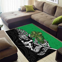 New Zealand and Ireland Rugby Custom Area Rug Maori Tiki Fern Irish Celtic Cross LT14 - Polynesian Pride