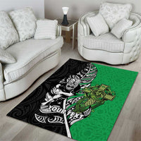 New Zealand and Ireland Rugby Custom Area Rug Maori Tiki Fern Irish Celtic Cross LT14 - Polynesian Pride