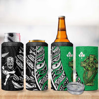 New Zealand and Ireland Rugby 4 in 1 Can Cooler Tumbler Maori Tiki Fern Irish Celtic Cross LT14 - Polynesian Pride