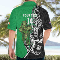 New Zealand and Ireland Rugby Custom Hawaiian Shirt Maori Tiki Fern Irish Celtic Cross LT14 - Polynesian Pride