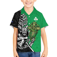 New Zealand and Ireland Rugby Custom Hawaiian Shirt Maori Tiki Fern Irish Celtic Cross LT14 - Polynesian Pride