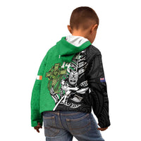 New Zealand and Ireland Rugby Custom Kid Hoodie Maori Tiki Fern Irish Celtic Cross LT14 - Polynesian Pride