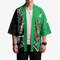 New Zealand and Ireland Rugby Custom Kimono Maori Tiki Fern Irish Celtic Cross LT14 - Polynesian Pride