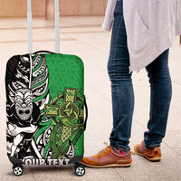 New Zealand and Ireland Rugby Custom Luggage Cover Maori Tiki Fern Irish Celtic Cross LT14 Green - Polynesian Pride