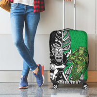 New Zealand and Ireland Rugby Custom Luggage Cover Maori Tiki Fern Irish Celtic Cross LT14 - Polynesian Pride