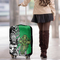 New Zealand and Ireland Rugby Custom Luggage Cover Maori Tiki Fern Irish Celtic Cross LT14 - Polynesian Pride