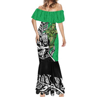 New Zealand and Ireland Rugby Custom Mermaid Dress Maori Tiki Fern Irish Celtic Cross LT14 - Polynesian Pride