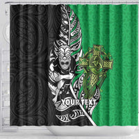 New Zealand and Ireland Rugby Custom Shower Curtain Maori Tiki Fern Irish Celtic Cross LT14 - Polynesian Pride