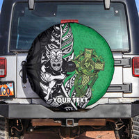 New Zealand and Ireland Rugby Custom Spare Tire Cover Maori Tiki Fern Irish Celtic Cross LT14 Green - Polynesian Pride