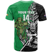 New Zealand and Ireland Rugby Custom T Shirt Maori Tiki Fern Irish Celtic Cross LT14 - Polynesian Pride