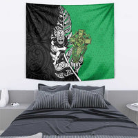 New Zealand and Ireland Rugby Custom Tapestry Maori Tiki Fern Irish Celtic Cross LT14 - Polynesian Pride