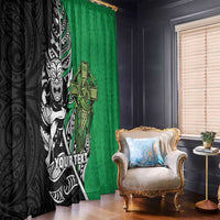 New Zealand and Ireland Rugby Custom Window Curtain Maori Tiki Fern Irish Celtic Cross LT14 - Polynesian Pride