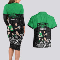 New Zealand and Ireland Rugby Custom Couples Matching Long Sleeve Bodycon Dress and Hawaiian Shirt Chicago 2025 Go All Black Shamrocks LT14 - Polynesian Pride