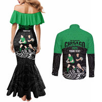 New Zealand and Ireland Rugby Custom Couples Matching Mermaid Dress and Long Sleeve Button Shirt Chicago 2025 Go All Black Shamrocks LT14 - Polynesian Pride