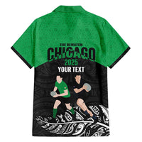 New Zealand and Ireland Rugby Custom Hawaiian Shirt Chicago 2025 Go All Black Shamrocks LT14 - Polynesian Pride