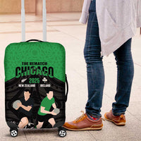 New Zealand and Ireland Rugby Luggage Cover Chicago 2025 Go All Black Shamrocks LT14 Black - Polynesian Pride