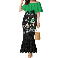 New Zealand and Ireland Rugby Custom Mermaid Dress Chicago 2025 Go All Black Shamrocks LT14 Women Black - Polynesian Pride