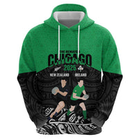 New Zealand and Ireland Rugby Custom Zip Hoodie Chicago 2025 Go All Black Shamrocks LT14 - Polynesian Pride