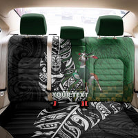 New Zealand and South Africa Rugby Custom Back Car Seat Cover Maori Tiki Fern Springboks Kente Pattern - Polynesian Pride