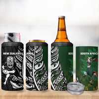 New Zealand and South Africa Rugby 4 in 1 Can Cooler Tumbler Maori Tiki Fern Springboks Kente Pattern LT14 - Polynesian Pride