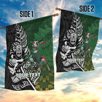New Zealand and South Africa Rugby Custom Garden Flag Maori Tiki Fern Springboks Kente Pattern LT14 - Polynesian Pride