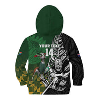 New Zealand and South Africa Rugby Custom Kid Hoodie Maori Tiki Fern Springboks Kente Pattern LT14 - Polynesian Pride