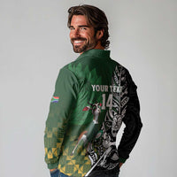 New Zealand and South Africa Rugby Custom Long Sleeve Polo Shirt Maori Tiki Fern Springboks Kente Pattern LT14 - Polynesian Pride