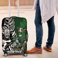 New Zealand and South Africa Rugby Custom Luggage Cover Maori Tiki Fern Springboks Kente Pattern LT14 Green - Polynesian Pride