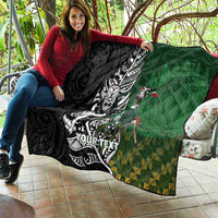 New Zealand and South Africa Rugby Custom Quilt Maori Tiki Fern Springboks Kente Pattern - Polynesian Pride