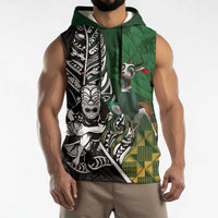New Zealand and South Africa Rugby Custom Sleeveless Hoodie Maori Tiki Fern Springboks Kente Pattern LT14 - Polynesian Pride