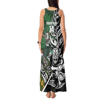 New Zealand and South Africa Rugby Custom Tank Maxi Dress Maori Tiki Fern Springboks Kente Pattern LT14 - Polynesian Pride