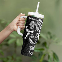 New Zealand and South Africa Rugby Tumbler With Handle Maori Tiki Fern Springboks Kente Pattern LT14 - Polynesian Pride