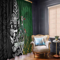 New Zealand and South Africa Rugby Custom Window Curtain Maori Tiki Fern Springboks Kente Pattern - Polynesian Pride
