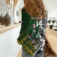 New Zealand and South Africa Rugby Custom Women Casual Shirt Maori Tiki Fern Springboks Kente Pattern LT14 - Polynesian Pride