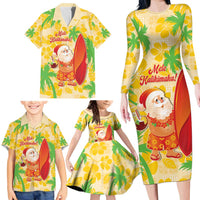 Aloha Hawaii Christmas Family Matching Long Sleeve Bodycon Dress and Hawaiian Shirt Mele Kalikimaka Funny Santa Palaka Quilt Motifs LT14 - Polynesian Pride