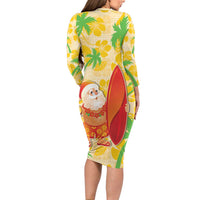 Aloha Hawaii Christmas Family Matching Long Sleeve Bodycon Dress and Hawaiian Shirt Mele Kalikimaka Funny Santa Palaka Quilt Motifs LT14 - Polynesian Pride